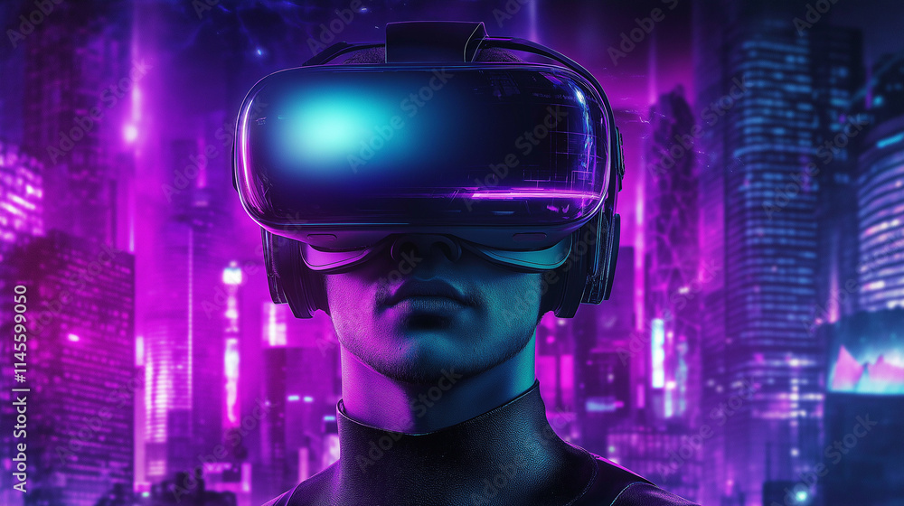 Creative hologram of digital head with VR glasses on dark background. Virtual reality and technology concept. 3D Rendering Creative hologram of digital head with VR glasses on dark background. Virtual reality and technology concept. 3D Rendering
