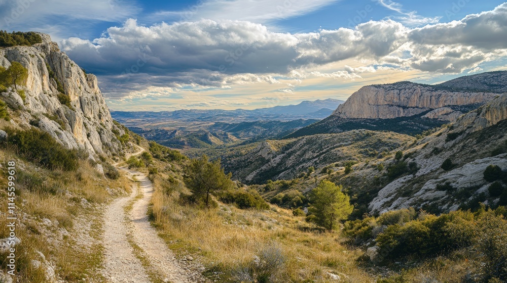 Remote Mountain Pass with Dramatic Sky and Scenic Landscape View Remote Mountain Pass with Dramatic Sky and Scenic Landscape View