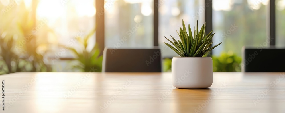Capital cost concept. A small potted plant adds a touch of nature to a modern, sunlit workspace. Capital cost concept. A small potted plant adds a touch of nature to a modern, sunlit workspace.