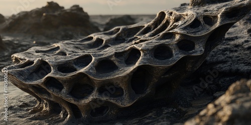 Eroded Coastal Rock Formation Abstract Texture Dark Brown High Resolution