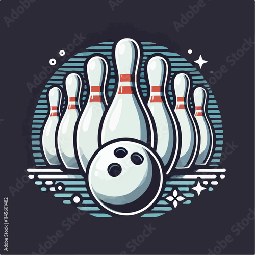 Illustration of bowling ball hitting pins