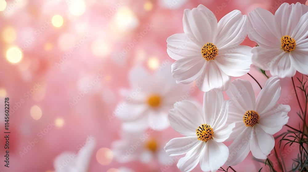 Obraz premium Photo of a border made from white cosmos flowers