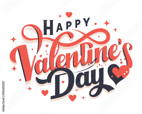 Happy Valentines Day typography vector illustration