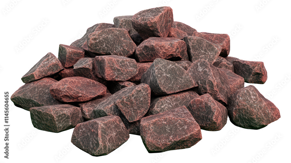 Pile of Rough Natural Red Stones with Unique Texture and Coloration isolated on transparent or white background, png Pile of Rough Natural Red Stones with Unique Texture and Coloration isolated on transparent or white background, png