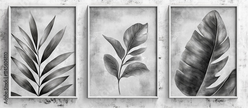 white leaves Frame wall art set of three