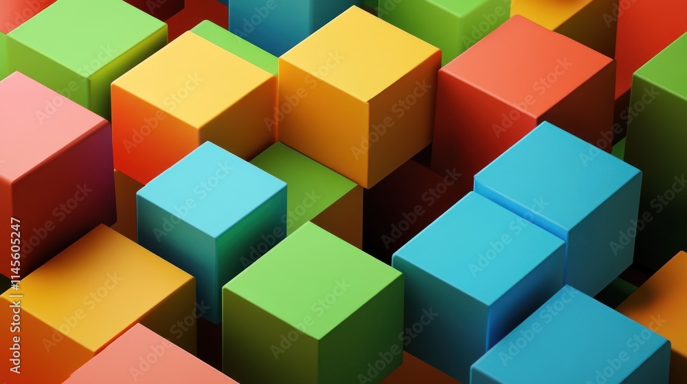 Abstract Colorful Cubes Composition: A Vibrant 3D Render of Interlocking Geometric Shapes Abstract Colorful Cubes Composition: A Vibrant 3D Render of Interlocking Geometric Shapes