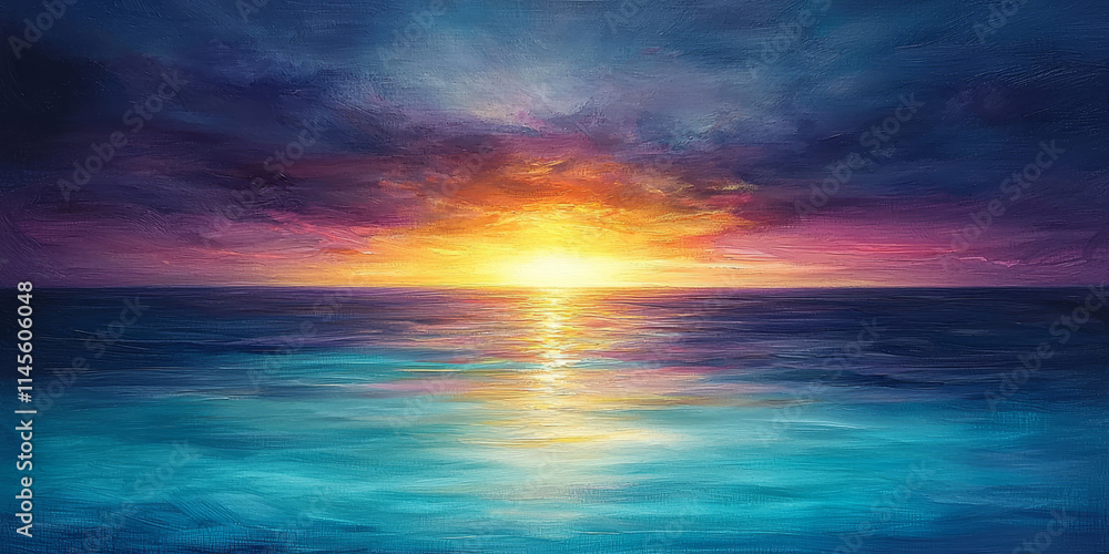 Fototapeta premium Vibrant Ocean Sunrise Over Tranquil Waters