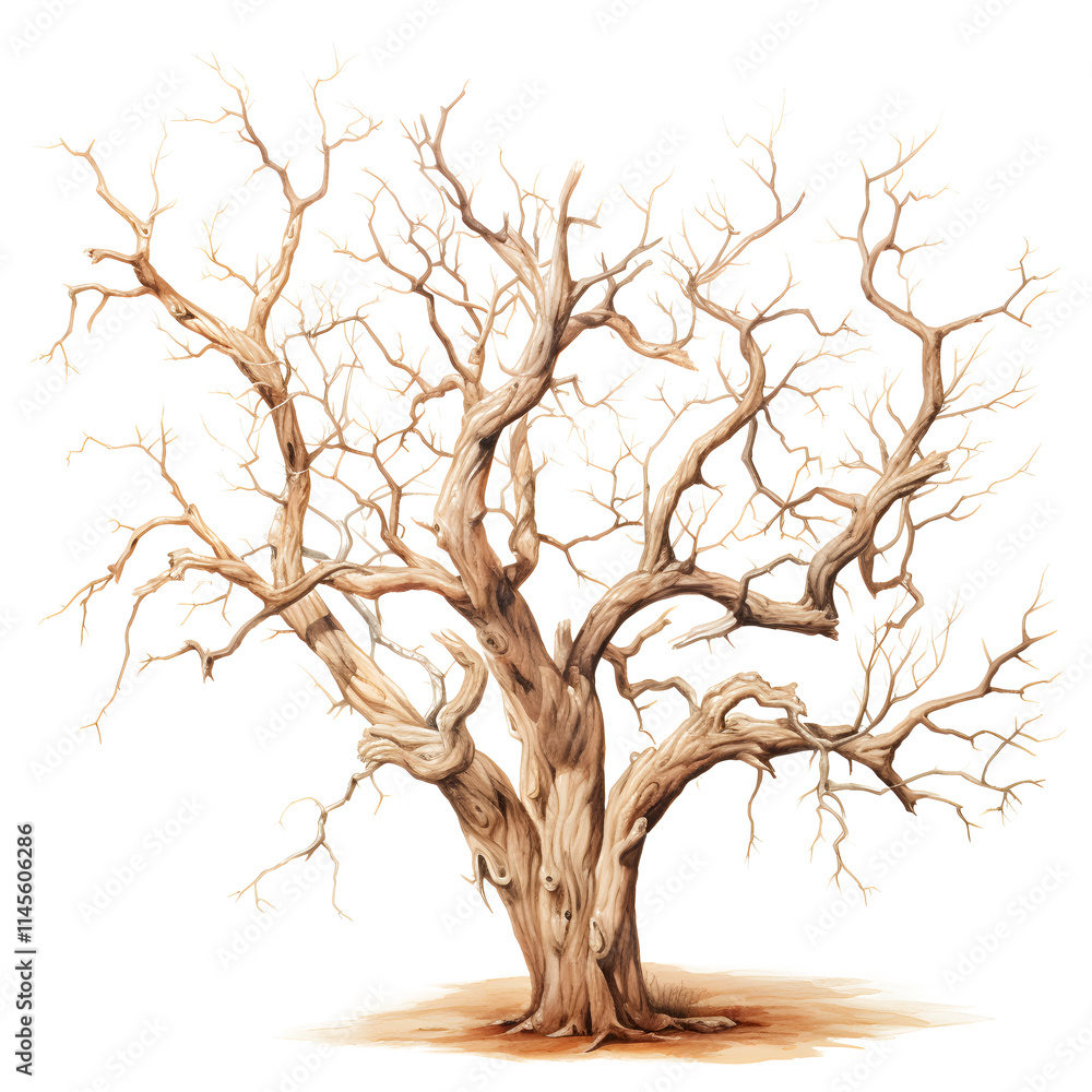 Fototapeta premium Realistic dead tree isolated on white and transparent background.