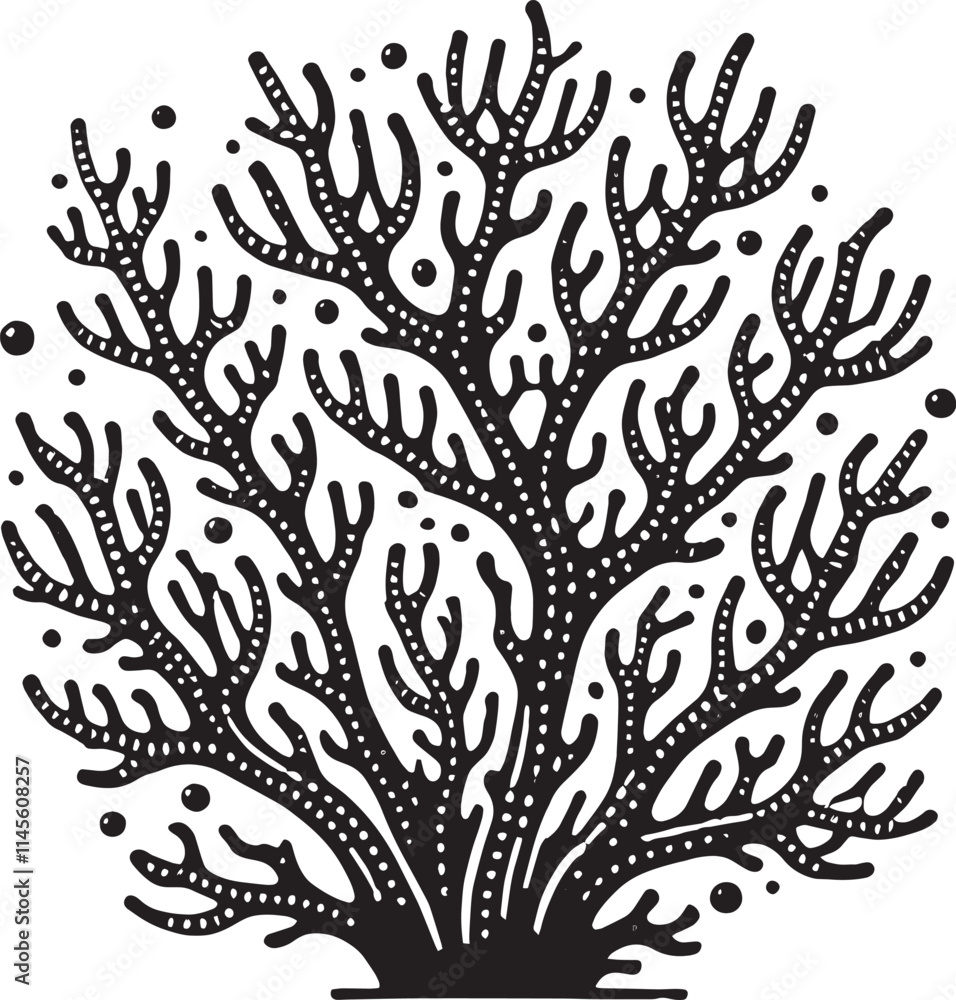 Underwater Sea coral silhouette vector illustration isolated on a white background Underwater Sea coral silhouette vector illustration isolated on a white background