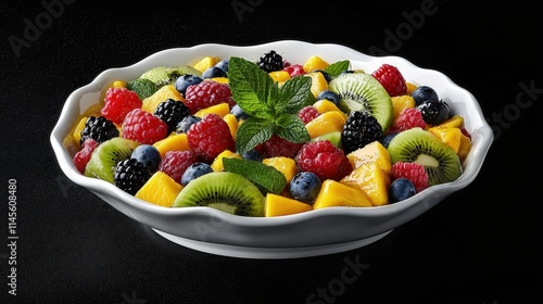 Colorful Mixed Berry and Tropical Fruit Salad