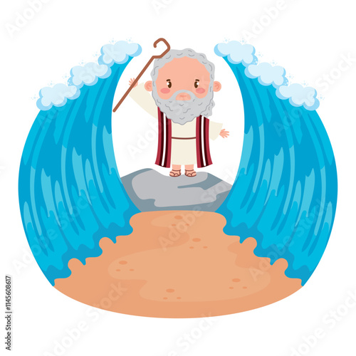 happy cute moses parting red sea