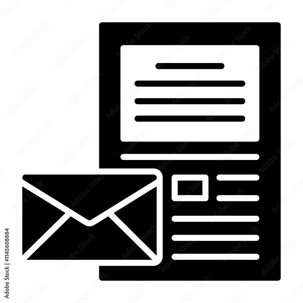 Cover Letter Solid Style Icon Cover Letter Solid Style Icon