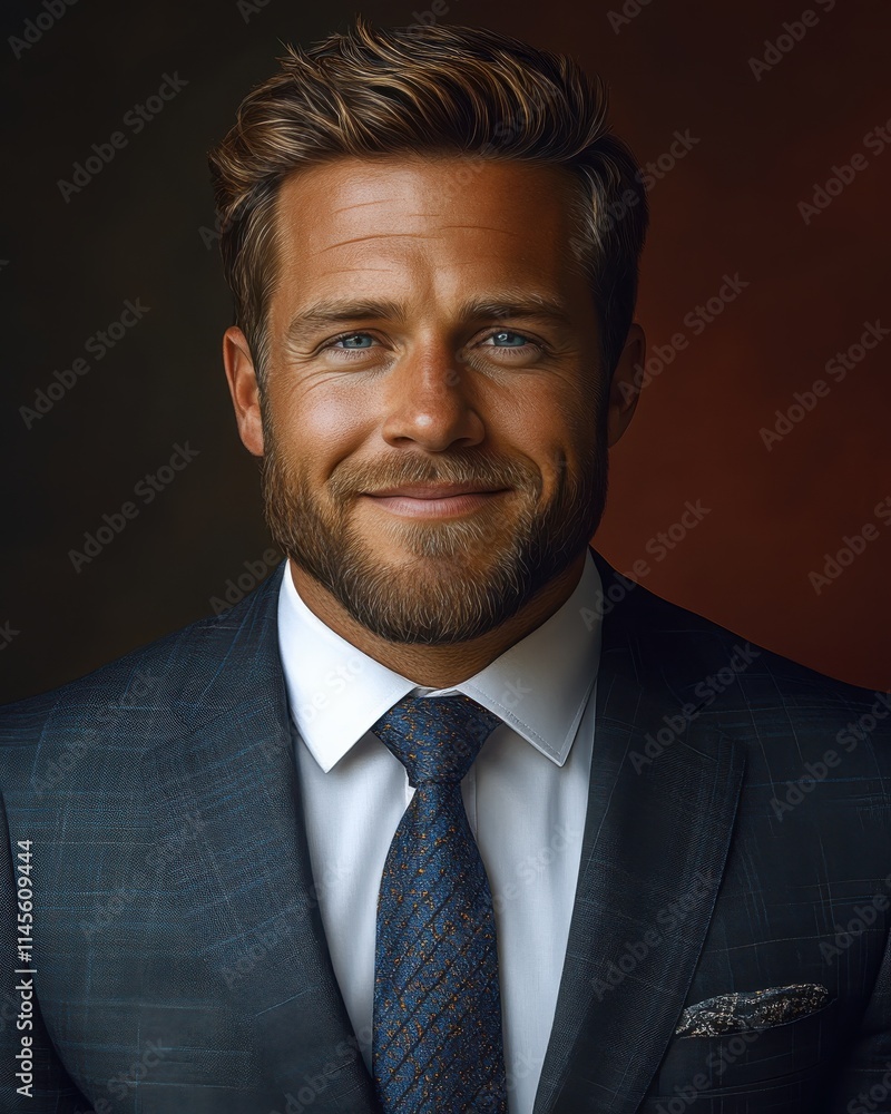 Confident businessman with a suit and a smile in a studio background, He looking at the camera Confident businessman with a suit and a smile in a studio background, He looking at the camera