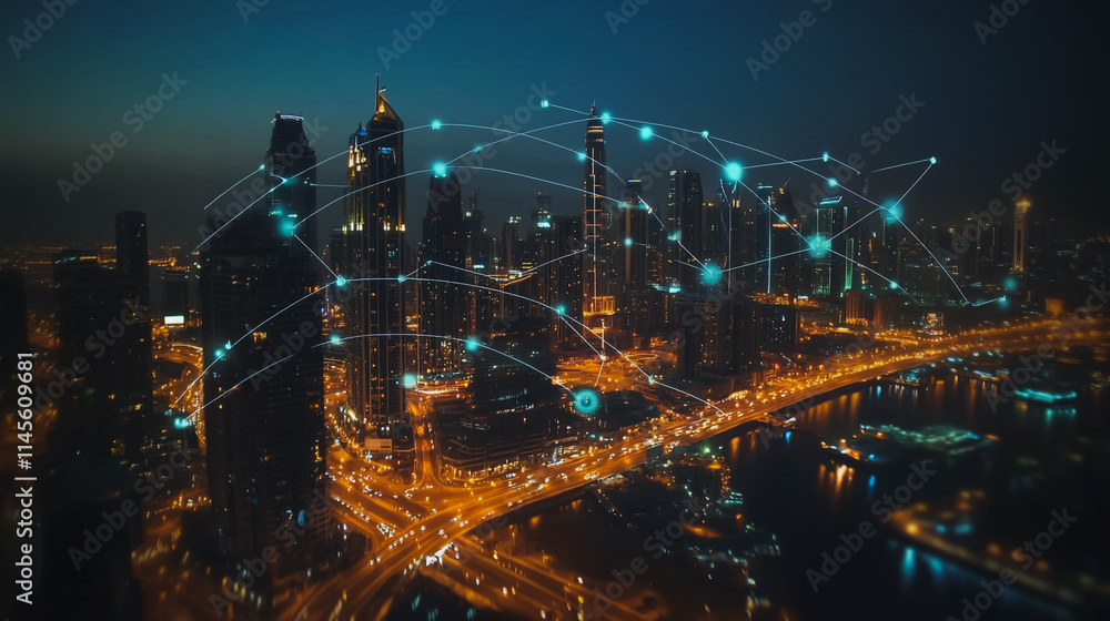 custom made wallpaper toronto digitalSmart digital city with connection cyber security network reciprocity over the cityscape . future smart wireless digital city and social media networking systems that connects people within the city