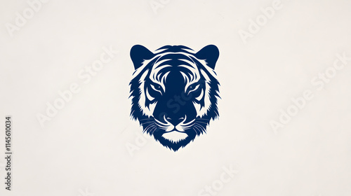 Vector logo of a tiger face, graphic design with minimalist style, capturing the power, elegance, and fierceness of the tiger, ideal for modern branding, sports teams, and wildlife conservation initia photo