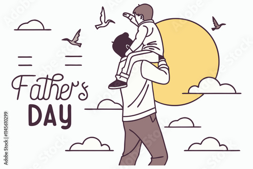 A design for Father?s Day featuring a heartwarming scene of a father and child B.eps