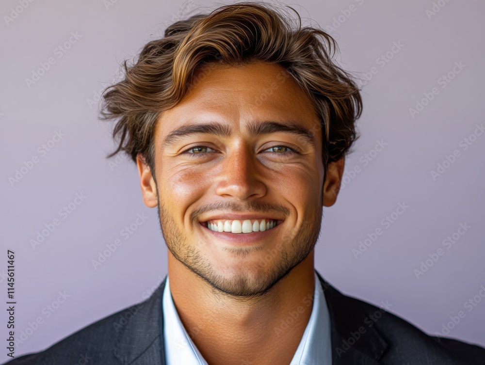 Confident businessman with a suit and a smile in a studio background, He looking at the camera Confident businessman with a suit and a smile in a studio background, He looking at the camera