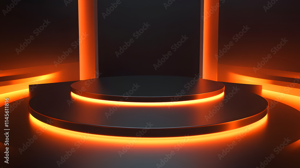 3d rendering of Orange and black abstract geometric background. Scene for advertising, technology, showcase, banner, game, sport, cosmetic, business, metaverse. Sci-Fi Illustration. Product display
3d rendering of Orange and black abstract geometric background. Scene for advertising, technology, showcase, banner, game, sport, cosmetic, business, metaverse. Sci-Fi Illustration. Product display