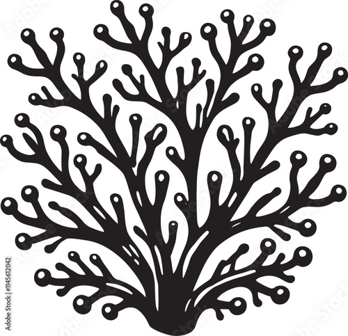 Underwater Sea coral silhouette vector illustration isolated on a white background