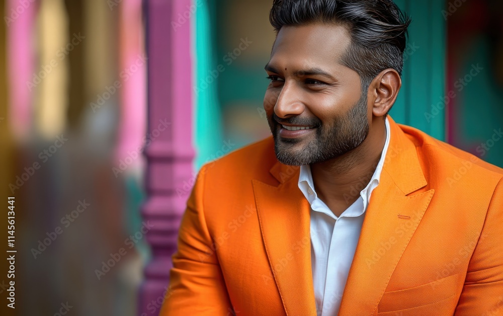Naklejka premium Confident businessman with a suit and a smile in a studio background, He looking at the camera