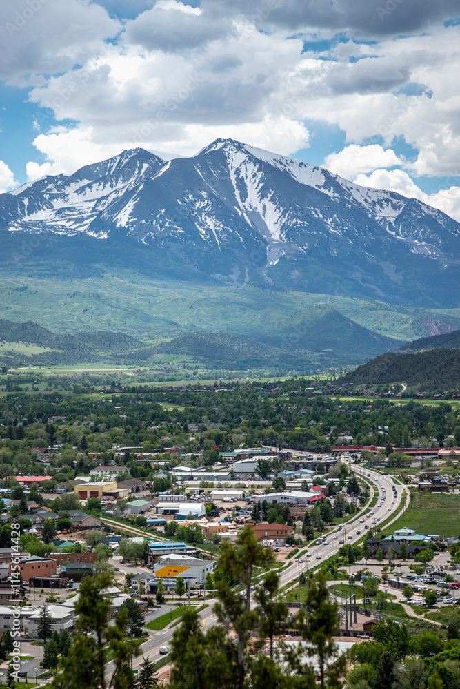 Scenic view of Carbondale nestled in the mountains