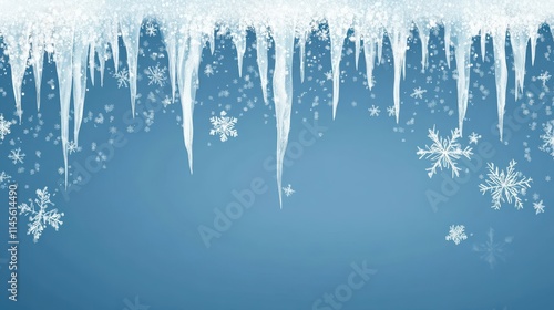 Wallpaper Mural Blue Winter Background with Snowflakes and Icicles. Torontodigital.ca