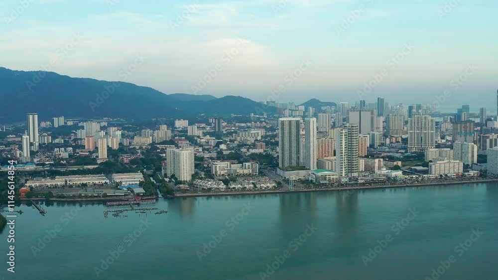 Penang Island aerial view, George Town, Malaysia Penang Island aerial view, George Town, Malaysia