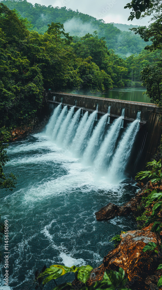 Majestic Waterfall Cascading Through Lush Jungle Vegetation Surrounded by Vibrant Greenery and Soothing Natural Sounds Majestic Waterfall Cascading Through Lush Jungle Vegetation Surrounded by Vibrant Greenery and Soothing Natural Sounds