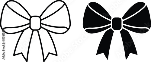 Simple Bow Clipart Black and White Bow Icons, Gift Ribbon Designs