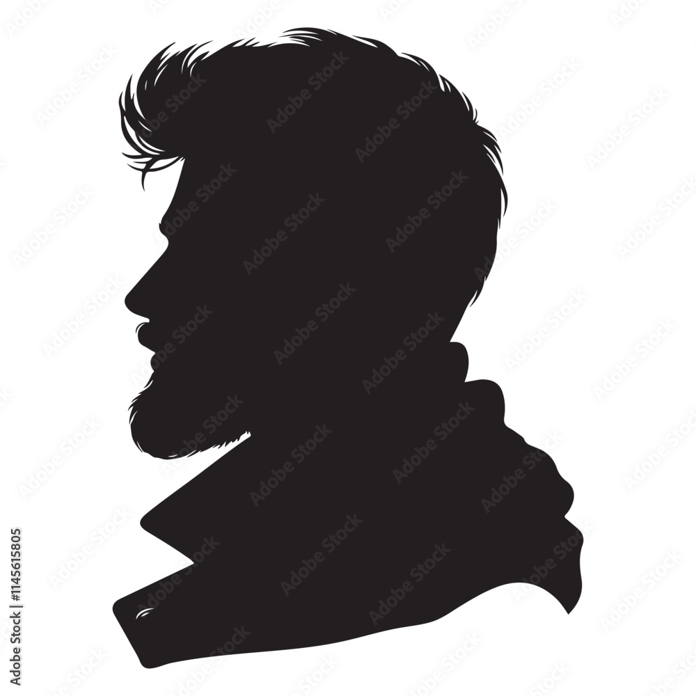 Man with Beard Silhouette Vector Illustration Profile Man with Beard Silhouette Vector Illustration Profile