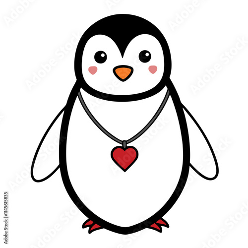 Valentine Penguin with Heart Necklace.