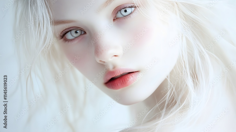 Fototapeta premium Pale Woman with White Hair and Light Eyes