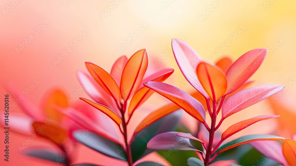 Micro foliage idea. Vibrant pink leaves with a soft gradient background, showcasing nature's beauty. Micro foliage idea. Vibrant pink leaves with a soft gradient background, showcasing nature's beauty.
