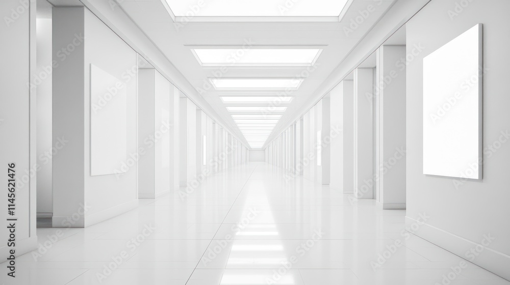 Obraz premium Endless White Corridor: A Minimalist Architectural Interior