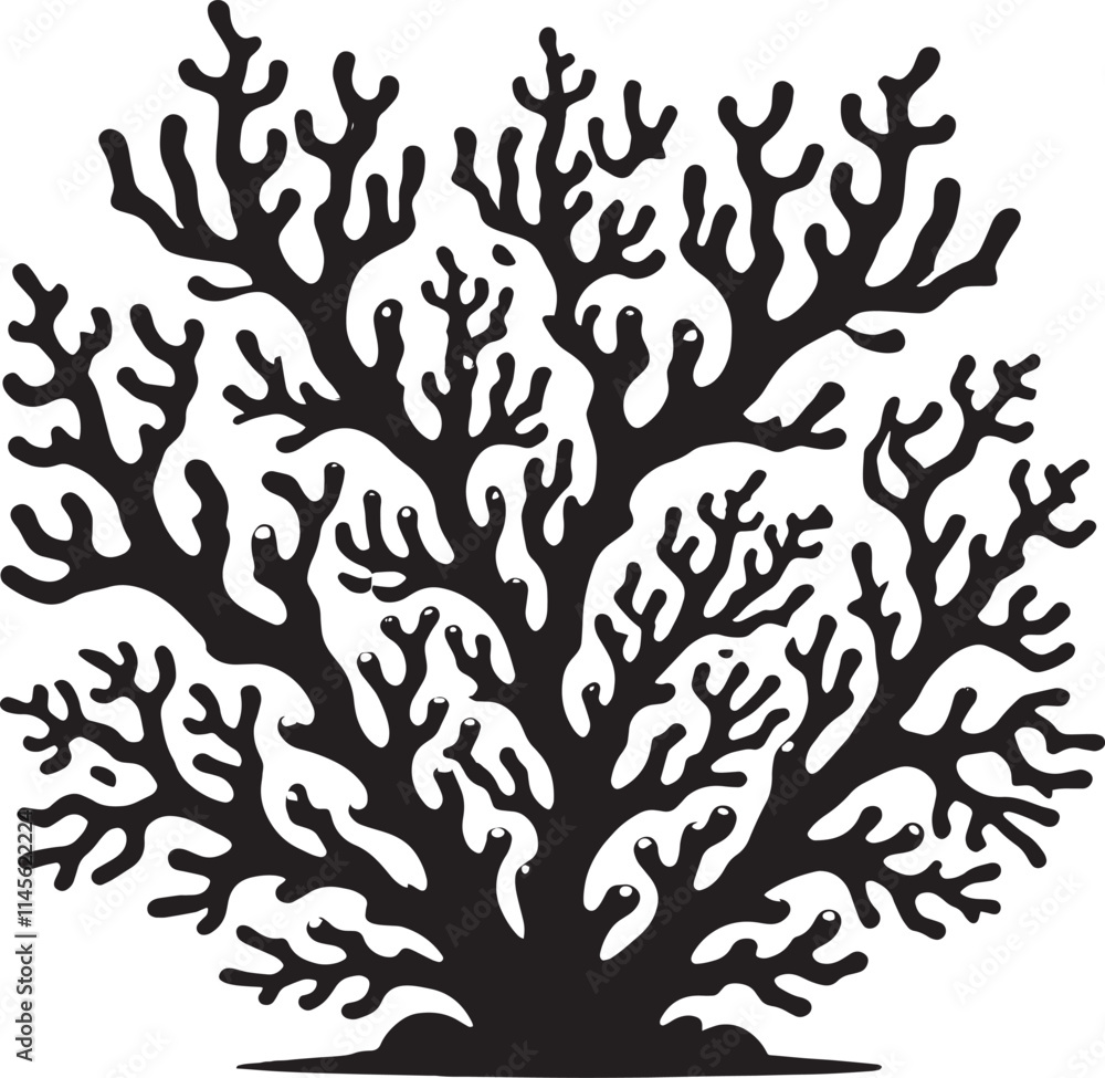 Underwater Sea coral silhouette vector illustration isolated on a white background Underwater Sea coral silhouette vector illustration isolated on a white background