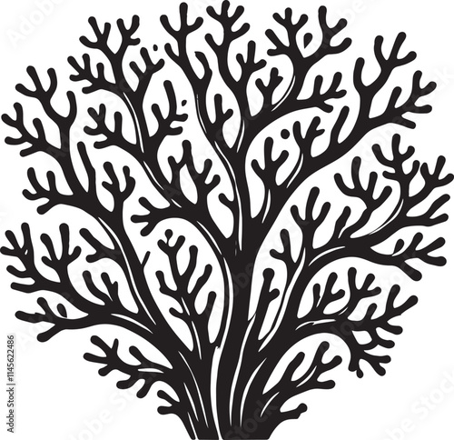 Underwater Sea coral silhouette vector illustration isolated on a white background