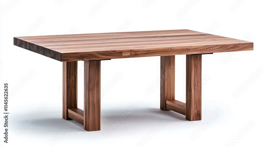Rustic walnut wood coffee table with minimalist legs. Rustic walnut wood coffee table with minimalist legs.