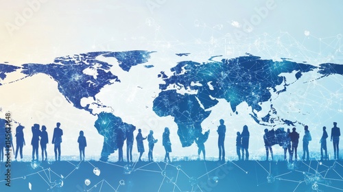 vector illustration of different professions people on planet worldwide job market concept
