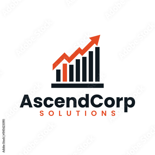 Bar Graph with Upward Arrows in Black and Orange Logo Design