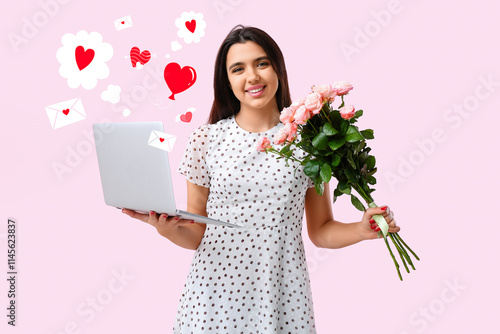 Young woman with roses and ...
