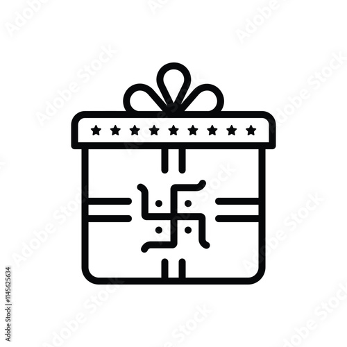 Black line icon for gift