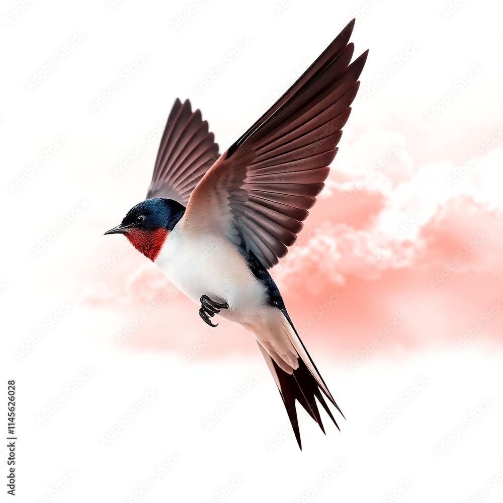 Obraz premium Beautiful swallow Clipart, isolated on a white background, swallow Generative AI.