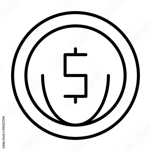 Coin Outline Style Icon