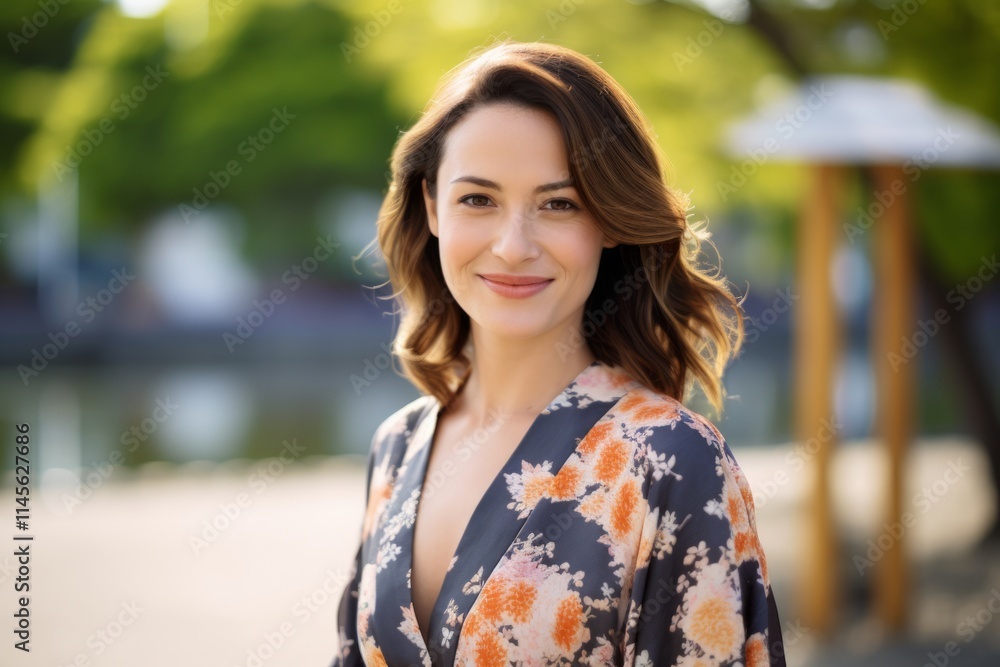 Portrait of a beautiful young brunette woman in a summer park Portrait of a beautiful young brunette woman in a summer park