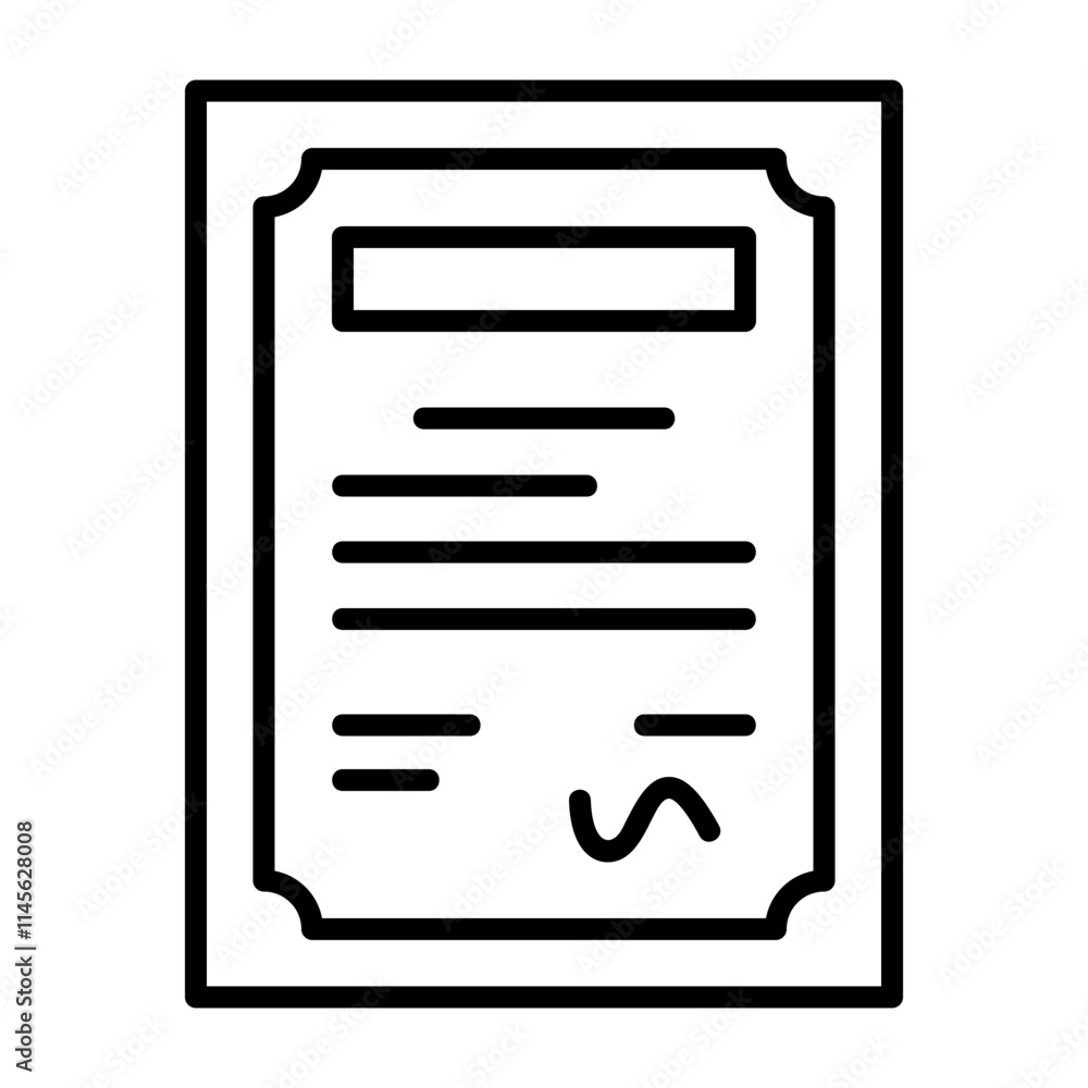 Certificate Outline Style Icon Certificate Outline Style Icon