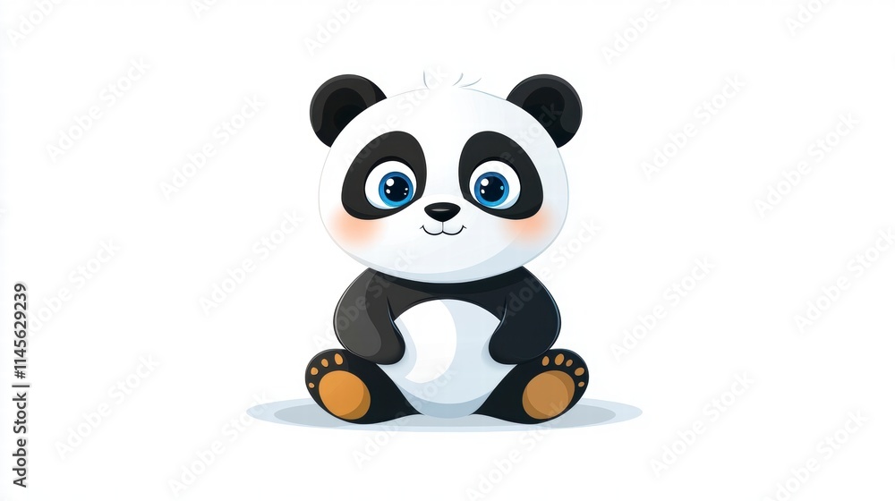 Fototapeta premium Cute cartoon panda illustration digital art playful environment whimsical style adorable character design