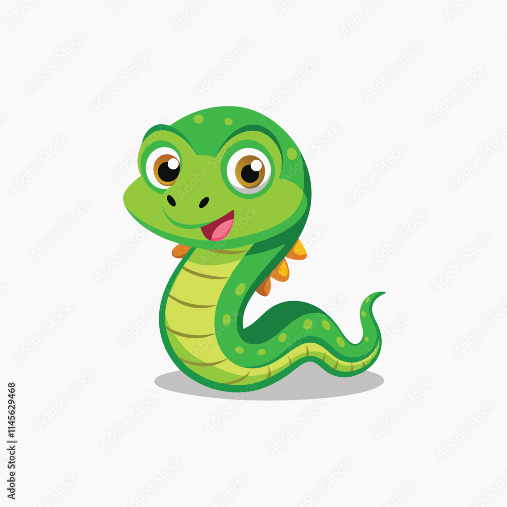 It is cute green snake cartoon white background It is cute green snake cartoon white background