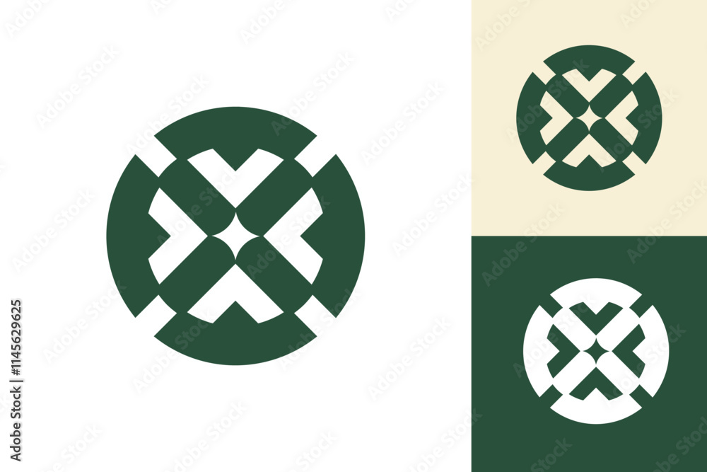 Modern Logo Circle Shape, VT Letters And Stars Modern Logo Circle Shape, VT Letters And Stars