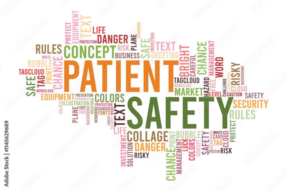 Fototapeta premium patient safety cloud template. Business concept vector background difference keyword colorful design.