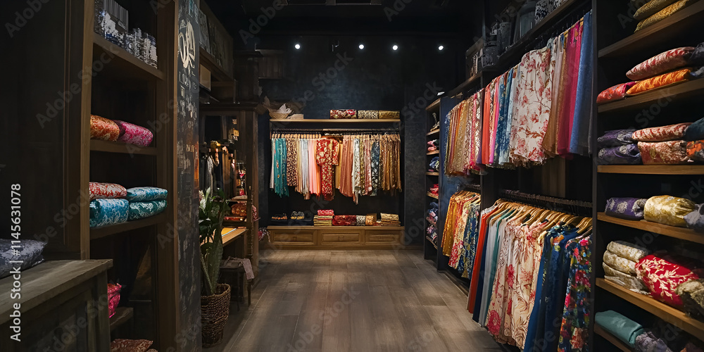 Obraz premium Cozy Fabric Store with Vibrant Textile Display